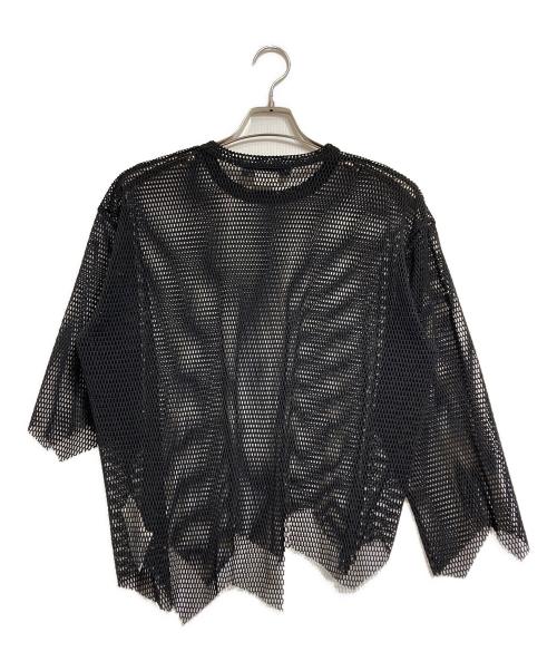 BLACK COMME des GARCONS（ブラックコムデギャルソン）BLACK COMME des GARCONS (ブラックコムデギャルソン) アシメカットメッシュカットソー/Asymmetrical mesh top ブラック サイズ:Sの古着・服飾アイテム
