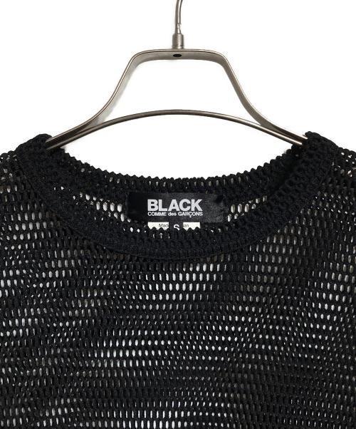 BLACK COMME des GARCONS（ブラックコムデギャルソン）BLACK COMME des GARCONS (ブラックコムデギャルソン) アシメカットメッシュカットソー/Asymmetrical mesh top ブラック サイズ:Sの古着・服飾アイテム