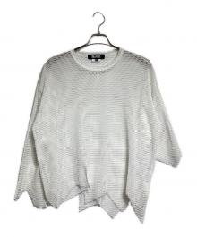 BLACK COMME des GARCONS（ブラックコムデギャルソン）の古着「アシメカットメッシュカットソー」｜ホワイト