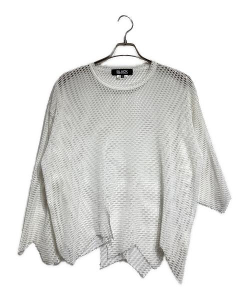 BLACK COMME des GARCONS（ブラックコムデギャルソン）BLACK COMME des GARCONS (ブラックコムデギャルソン) アシメカットメッシュカットソー ホワイト サイズ:Mの古着・服飾アイテム