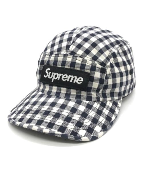SUPREME（シュプリーム）Supreme (シュプリーム) Gingham Camp Cap ネイビーの古着・服飾アイテム