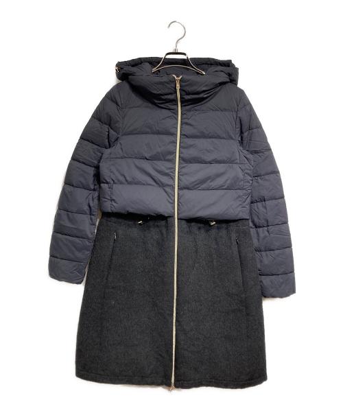 HERNO（ヘルノ）HERNO (ヘルノ) ESTNATION (エストネーション) アルパカ切替ダウンコート/Alpaca switch down coat ネイビー×ブラック サイズ:40の古着・服飾アイテム