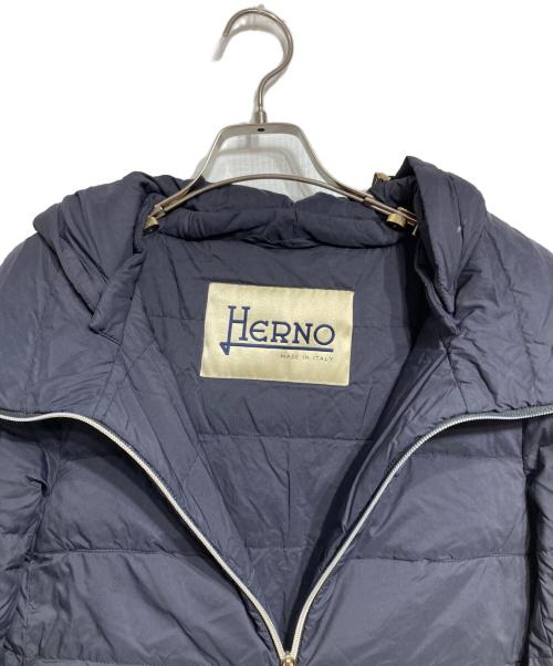 HERNO（ヘルノ）HERNO (ヘルノ) ESTNATION (エストネーション) アルパカ切替ダウンコート/Alpaca switch down coat ネイビー×ブラック サイズ:40の古着・服飾アイテム