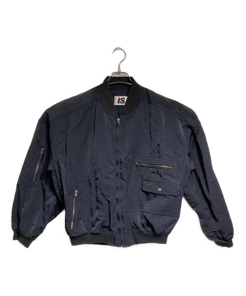 ISSEY MIYAKE（イッセイミヤケ）ISSEY MIYAKE (イッセイミヤケ) バックロゴボンバージャケット/Back logo bomber jacket ネイビー サイズ: 9(ウィメンズ規格)の古着・服飾アイテム