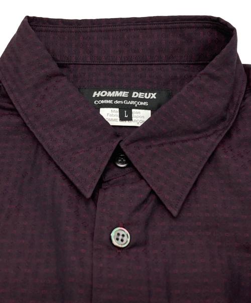 COMME des GARCONS HOMME DEUX（コムデギャルソン オム ドゥ）COMME des GARCONS HOMME DEUX (コムデギャルソン オム ドゥ) フラワージャガードスタンダードシャツ/Flower Jacquard Standard Shirt ワインレッド サイズ:Lの古着・服飾アイテム