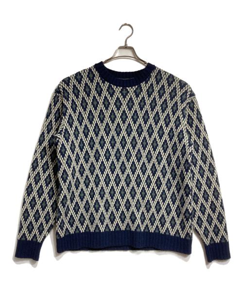 Needles（ニードルズ）Needles (ニードルズ) Crew Neck Sweater - Shetland/クルーネックセーター ネイビー×グリーン サイズ:Mの古着・服飾アイテム