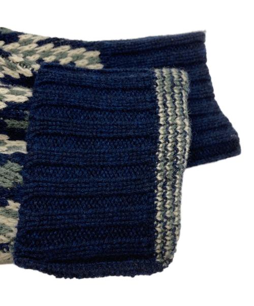 Needles（ニードルズ）Needles (ニードルズ) Crew Neck Sweater - Shetland/クルーネックセーター ネイビー×グリーン サイズ:Mの古着・服飾アイテム