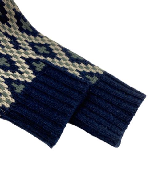 Needles（ニードルズ）Needles (ニードルズ) Crew Neck Sweater - Shetland/クルーネックセーター ネイビー×グリーン サイズ:Mの古着・服飾アイテム