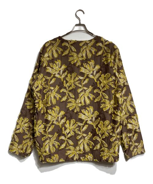 Needles（ニードルズ）Needles (ニードルズ) V Neck Shirt Flower Cut SHIRT/Vネックシャツフラワーカットシャツ ブラウン×イエロー サイズ:Mの古着・服飾アイテム