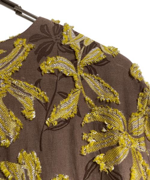 Needles（ニードルズ）Needles (ニードルズ) V Neck Shirt Flower Cut SHIRT/Vネックシャツフラワーカットシャツ ブラウン×イエロー サイズ:Mの古着・服飾アイテム