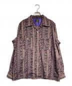 Needlesニードルズ）の古着「Classic Shirt - R/PE/W Paisley Stripe Jq/クラシックシャツ - レーヨン/ポリエステル/ウール ペイズリー ストライプ ジャカード」｜ブラック×パープル