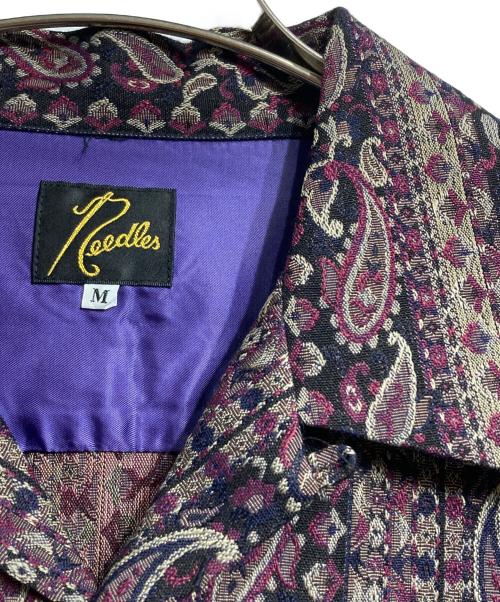 Needles（ニードルズ）Needles (ニードルズ) Classic Shirt - R/PE/W Paisley Stripe Jq/クラシックシャツ - レーヨン/ポリエステル/ウール ペイズリー ストライプ ジャカード ブラック×パープル サイズ:Mの古着・服飾アイテム