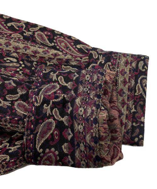 Needles（ニードルズ）Needles (ニードルズ) Classic Shirt - R/PE/W Paisley Stripe Jq/クラシックシャツ - レーヨン/ポリエステル/ウール ペイズリー ストライプ ジャカード ブラック×パープル サイズ:Mの古着・服飾アイテム