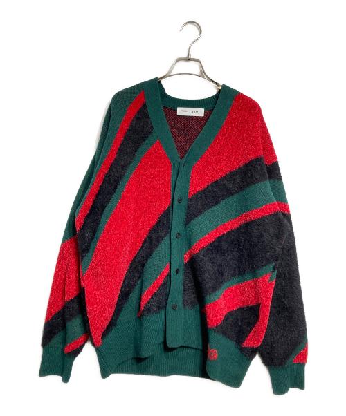 TOGA ARCHIVES（トーガアーカイブス）TOGA ARCHIVES (トーガアーカイブス) Regimental knit cardigan グリーン×レッド サイズ:Lの古着・服飾アイテム