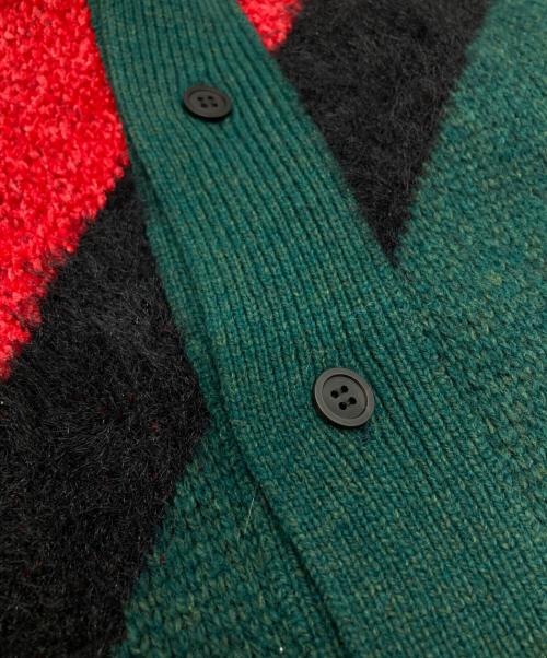 TOGA ARCHIVES（トーガアーカイブス）TOGA ARCHIVES (トーガアーカイブス) Regimental knit cardigan グリーン×レッド サイズ:Lの古着・服飾アイテム