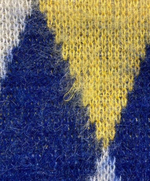 Needles（ニードルズ）Needles (ニードルズ) LOFTMAN (ロフトマン) 別注Mohair Cardigan/モヘヤカーディガン ブルー×イエロー サイズ:Mの古着・服飾アイテム