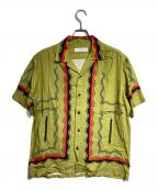 TOGA VIRILISトーガ ビリリース）の古着「TOGA Panel Print Shirt / TOGAパネルプリントシャツ」｜カーキ×レッド