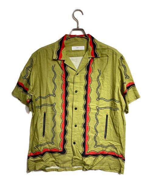 TOGA VIRILIS（トーガ ビリリース）TOGA VIRILIS (トーガ ビリリース) TOGA Panel Print Shirt / TOGAパネルプリントシャツ カーキ×レッド サイズ:48の古着・服飾アイテム