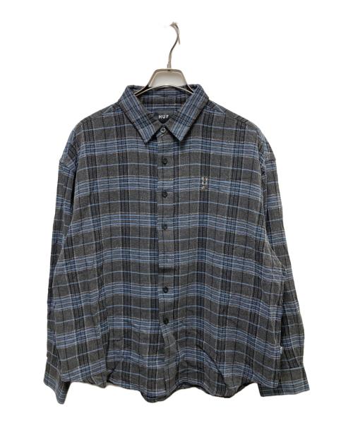 HUF（ハフ）HUF (ハフ) MEGABLAST PLAID LS SHIRT ブルー×グレー サイズ:Lの古着・服飾アイテム