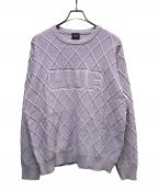 HUFハフ）の古着「GRID CREWNECK SWEATER」｜パープル
