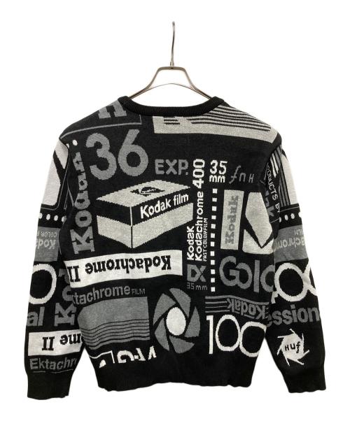 HUF（ハフ）HUF (ハフ) Kodak (コダック) 」DARK ROOM JACQUARD KNIT SWEATER ブラック×ホワイト サイズ:Mの古着・服飾アイテム