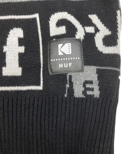 HUF（ハフ）HUF (ハフ) Kodak (コダック) 」DARK ROOM JACQUARD KNIT SWEATER ブラック×ホワイト サイズ:Mの古着・服飾アイテム