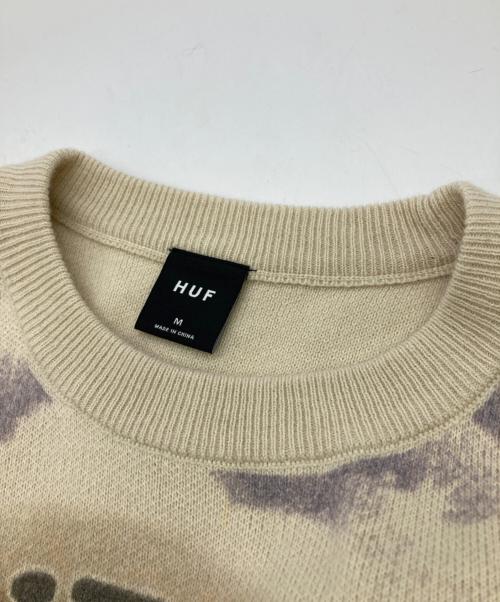 HUF（ハフ）HUF (ハフ) ドーナツプリントニット ベージュ×パープル サイズ:Mの古着・服飾アイテム