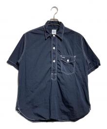 POST O'ALLS（ポストオーバーオールズ）の古着「ステッチワークシャツ/Stitch-detail shirt」｜ネイビー