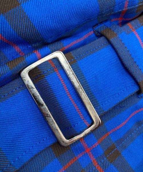 KIDILL（キディル）KIDILL (キディル) DOUBLE PANEL ZIP&STRAPS TARTAN PANTS KIDILL レッド×ブルー サイズ:42の古着・服飾アイテム