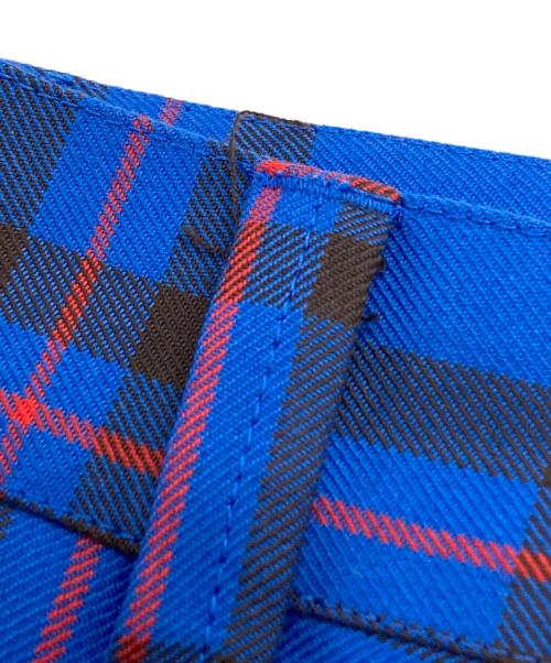 KIDILL（キディル）KIDILL (キディル) DOUBLE PANEL ZIP&STRAPS TARTAN PANTS KIDILL レッド×ブルー サイズ:42の古着・服飾アイテム