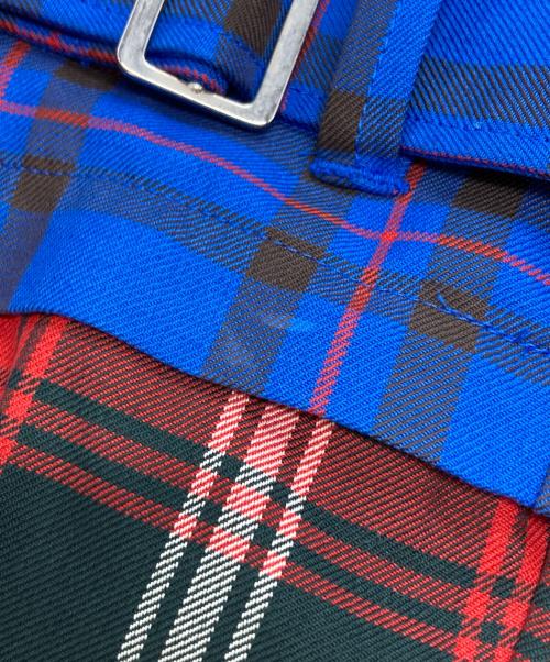 KIDILL（キディル）KIDILL (キディル) DOUBLE PANEL ZIP&STRAPS TARTAN PANTS KIDILL レッド×ブルー サイズ:42の古着・服飾アイテム