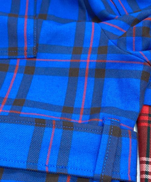 KIDILL（キディル）KIDILL (キディル) DOUBLE PANEL ZIP&STRAPS TARTAN PANTS KIDILL レッド×ブルー サイズ:42の古着・服飾アイテム