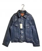 RRLダブルアールエル）の古着「Indigo Dyed Leather Jacket/インディゴダイドレザージャケット」｜ネイビー