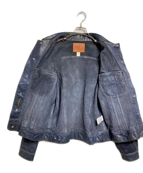 RRL（ダブルアールエル）RRL (ダブルアールエル) Indigo Dyed Leather Jacket/インディゴダイドレザージャケット ネイビー サイズ:Lの古着・服飾アイテム