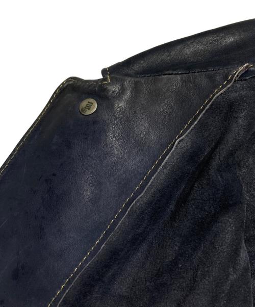 RRL（ダブルアールエル）RRL (ダブルアールエル) Indigo Dyed Leather Jacket/インディゴダイドレザージャケット ネイビー サイズ:Lの古着・服飾アイテム
