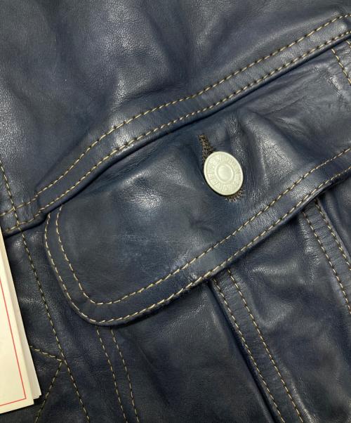 RRL（ダブルアールエル）RRL (ダブルアールエル) Indigo Dyed Leather Jacket/インディゴダイドレザージャケット ネイビー サイズ:Lの古着・服飾アイテム
