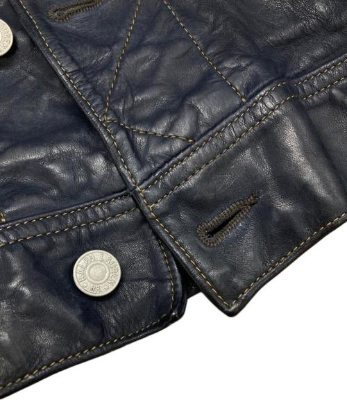 RRL（ダブルアールエル）RRL (ダブルアールエル) Indigo Dyed Leather Jacket/インディゴダイドレザージャケット ネイビー サイズ:Lの古着・服飾アイテム