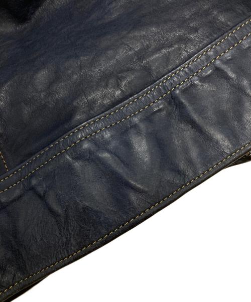 RRL（ダブルアールエル）RRL (ダブルアールエル) Indigo Dyed Leather Jacket/インディゴダイドレザージャケット ネイビー サイズ:Lの古着・服飾アイテム