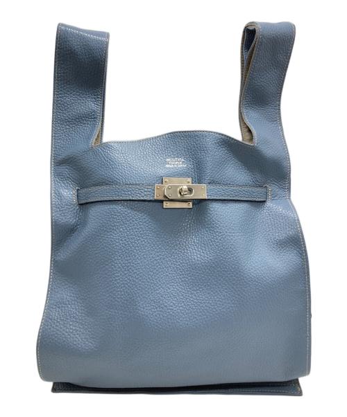 beautiful people（ビューティフルピープル）beautiful people (ビューティフルピープル) large market bag in shrink leather ブルーの古着・服飾アイテム