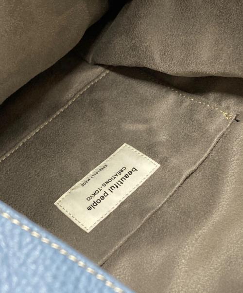 beautiful people（ビューティフルピープル）beautiful people (ビューティフルピープル) large market bag in shrink leather ブルーの古着・服飾アイテム