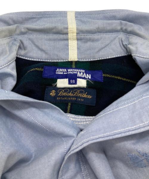 COMME des GARCONS JUNYA WATANABE MAN（コム デ ギャルソン ジュンヤ ワタナベ マン）COMME des GARCONS JUNYA WATANABE MAN BROOKS BROTHERS (ブルックスブラザーズ) ウール切替オックスフォードシャツ/oxford shirt ブルー サイズ:SSの古着・服飾アイテム