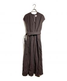 BLUEBIRD BOULEVARD（ブルーバードブルバード）の古着「ノースリーブリネンワンピース/sleeveless linen dress」｜ブラウン