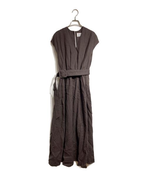 BLUEBIRD BOULEVARD（ブルーバードブルバード）BLUEBIRD BOULEVARD (ブルーバードブルバード) ノースリーブリネンワンピース/sleeveless linen dress ブラウン サイズ:Mの古着・服飾アイテム