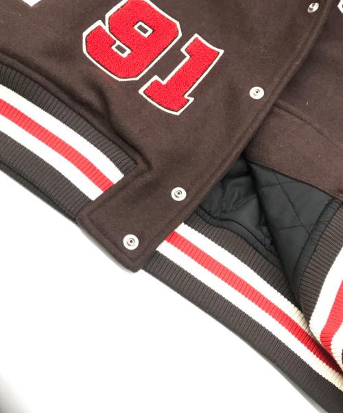 X-LARGE（エクストララージ）X-LARGE (エクストララージ) OG LOGO VARSITY JACKET ブラウン×ベージュ サイズ:Ｌの古着・服飾アイテム