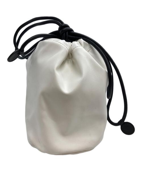 MM6 Maison Margiela（エムエムシックスメゾンマルジェラ）MM6 Maison Margiela (エムエムシックスメゾンマルジェラ) ロゴ巾着ショルダーバッグ ホワイト×ブラックの古着・服飾アイテム