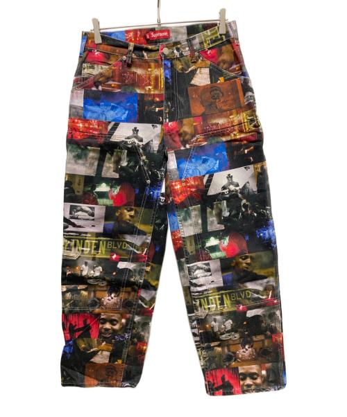 SUPREME（シュプリーム）Supreme (シュプリーム) Nas and DMX Collage Double Knee Denim Painter レッド×ブラック サイズ:30の古着・服飾アイテム