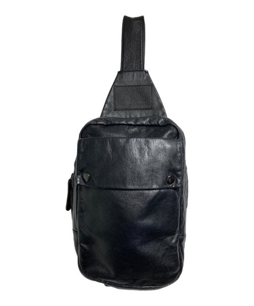 Yohji Yamamoto pour homme（ヨウジヤマモト プールオム）Yohji Yamamoto pour homme (ヨウジヤマモト プールオム) カウレザーウエストバッグ ブラックの古着・服飾アイテム