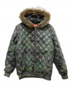 SUPREMEシュプリーム）の古着「Quilted Leather Hooded Jacket」｜グリーン