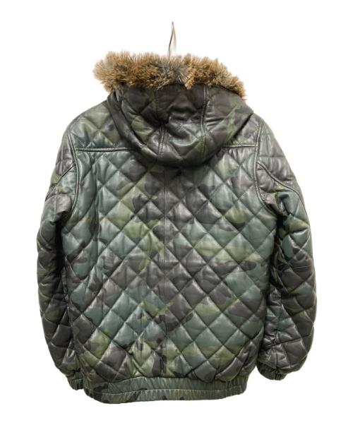 SUPREME（シュプリーム）Supreme (シュプリーム) Quilted Leather Hooded Jacket グリーン サイズ:Sの古着・服飾アイテム