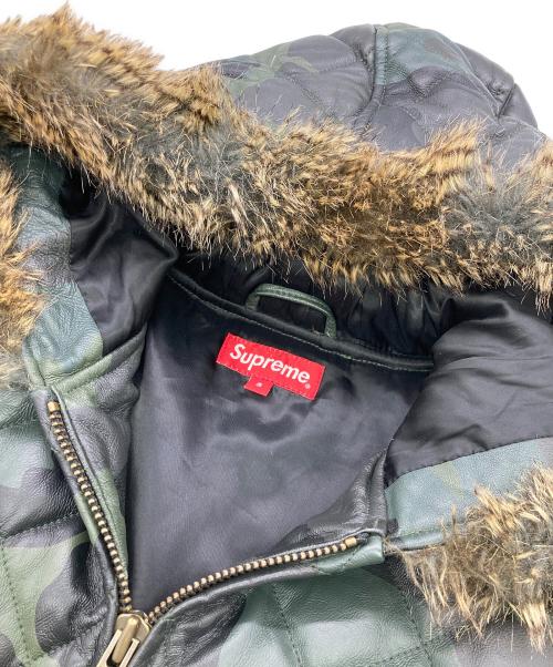 SUPREME（シュプリーム）Supreme (シュプリーム) Quilted Leather Hooded Jacket グリーン サイズ:Sの古着・服飾アイテム